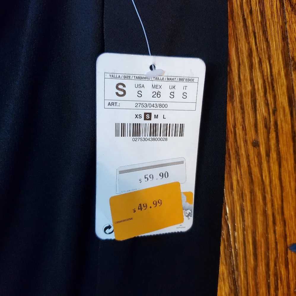 Zara NWT Solid Ruched  Asymmetrical Hem Skirt Black - Picture 4 of 6